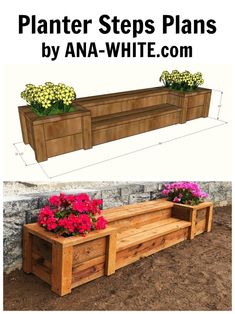 Outdoor Planter Steps or Benches | Ana White Benches Diy, Diy Bank, Diy Planters Outdoor, Outdoor Wood Projects, Planter Bench, Wood Projects For Beginners, Outdoor Planter, Pallet Outdoor, Pallet Furniture Outdoor