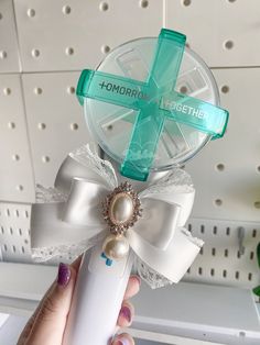 Handmade : Bow  for LIGHTSTICK K-POP Product details - The bow uses satin ribbon and has lace. -The back of the bow uses elastic, can be used with all K-pop light sticks. Kpop Lightsticks, Satin Ribbon, Thailand