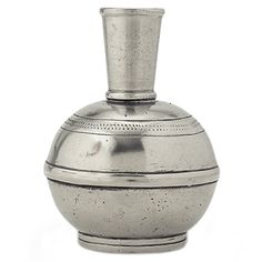 an old silver vase is shown on a white background