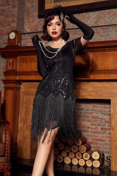 ZAPAKA Women Black 1920s Dress Luxurious Sequined Beaded Fringe Vintage Dress Black 1920s Dress, 20s Fashion Dresses, Vintage Wedding Party, Fringe Flapper Dress, Gatsby Dress, 1920s Flapper Dress, Gatsby Style, 20s Fashion, 1920s Flapper