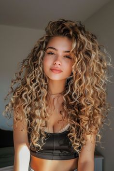 hair hairstyles,hair styles for long hair,hair cut,hair beauty,hair styles for medium hair,hair and skin and nails,hair hairstyling,hair length,hair straightener,hair drawing,hair cuts,hair colors #HairstyleTrends #HairTransformation #CurlyHairRoutine #BraidedHairstyles #HairColorInspiration #HairCareTips #ShortHairStyles #BalayageHair #WeddingHairstyles #HairAccessories #NaturalHair #HealthyHair #LongHairDontCare #MensHair #HairGoals #EasyHairstyles #HairGrowth #UpdoHairstyles #BlondeHair #HairProducts Brown Mixed Blonde Hair, Sunset Hair Dye Ideas, Curly Honey Blonde Highlights, Long Curly Hair Blonde Highlights, Curly Hair Different Colors, Hair Color Inspo Curly Hair, Curly Hair Women Styles, Golden Blonde Highlights Curly Hair, Dark Blonde Curly Hair Natural