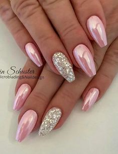 Red Chrome Nails, Pink And White Nails, White Chrome Nails, Gold Chrome Nails, Pink Chrome Nails, Baby Pink Nails, Chrome Nail Art, Chrome Nails Designs, Mirror Nails