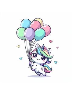 a little pony with balloons floating in the air