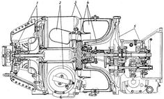 a drawing of an engine and parts