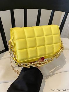 BagForLove - Compact Textured Chain Shoulder Bag Yellow Purse, Dr Closet, Purple Quilts, Guess Bags, Word Wrap