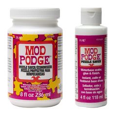 two bottles of mod podge next to each other