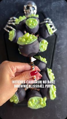 witches cauldron no bake brownie blissball pops