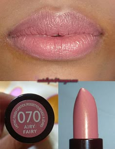 Rimmel in "Airy Fairy" ♥ I have this color, and I love it! Rimmel Lipstick Swatches, Fairy Lips, Air Fairy, Pretty Lipstick, Rimmel Lipstick, Airy Fairy, Lip Shade, Drugstore Lipstick, Chic Makeup