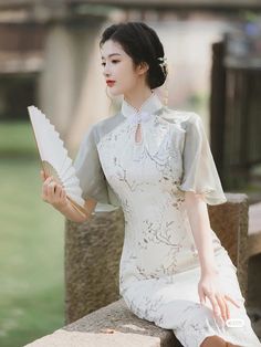 Old Shanghai Style, Vietnam Dress, French Village, Modern Hanfu, Chinese Fashion, Black Bow, Cheongsam, Chinese Style, Flutter Sleeve