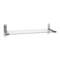 a glass shelf with metal brackets on it