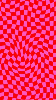 an abstract red and pink checkered background with wavy lines in the center, as if it were optical art