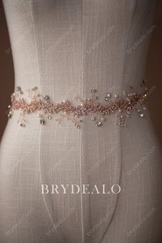 Designer Pearls Crystals Rose Gold Bridal Sash Belt Bridal Sash Belt, Rose Gold Bridal, Wedding Sash, Bridal Sash, Wedding Belts, How To Make Ribbon, Sash Belts, Bridal Belt, Rhinestone Bridal