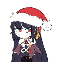 a drawing of a girl wearing a santa hat