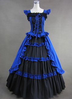 Gothic Blue Costume Dress, Blue Vintage Dress For Cosplay, Vintage Blue Dress For Cosplay, Vintage Blue Dress For Halloween, Fitted Blue Gothic Dress, Blue Gothic Halloween Dress, Blue Gothic Party Dress, Victorian Gothic Dress, Gothic Victorian Dresses