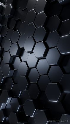 an abstract black background with hexagonal shapes