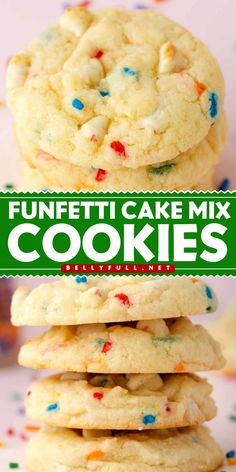 Bake delicious Funfetti Cake Mix Cookies for a burst of fun and flavor! This easy cookie recipe need just 4 ingredients: Funfetti cake mix, Funfetti chocolate chips, and a few pantry staples. Freezer friendly and the best dessert recipe. Try these yummy cookies today! Confetti Cake Mix Cookies, Funfetti Cake Mix Recipes, Funfetti Cookie Recipe, Funfetti Cake Mix Cookies, Cake Box Cookies, Confetti Cookies, Cake Batter Cookies, Funfetti Cookies, Funfetti Cake Mix