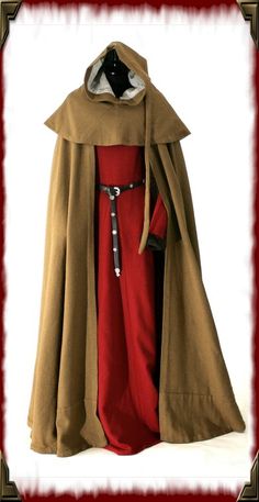 Bespoke medieval  re-enactment cloak & hood. Medieval Mens Clothing, Medieval Aesthetics, Ladies Design, Witchy Style, Fantasy Clothes