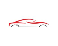 a red car on a white background is shown in this logo designed for the company