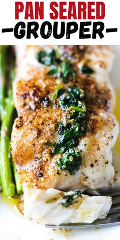 grouper fish with sauce on top on the white plate Grouper Dinner Ideas, Recipes For Grouper Fish, Broiled Grouper Recipes, Pan Seared Flounder Recipes, Fresh Grouper Recipes, Grouper Recipes Healthy, Grouper Fillet Recipe, Keto Grouper Recipes, Grouper Fish Recipes Baked