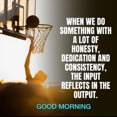 a basketball hoop with the words good morning on it and an image of a person dunking