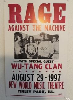 an old concert poster for rage against the machine