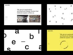 four different types of brochures with black and white text on them, including letters