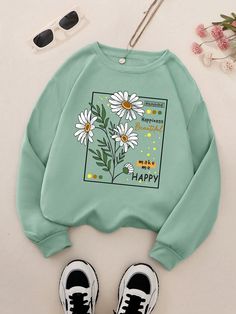 Cute Clothes Sweaters & Cardigans, Cozy Hoodie Aesthetic, Sweatshirts Women Outfit, Different Clothing Styles For Women, Cute Sweatshirts Aesthetic, Green Aesthetic Clothes, Artsy Clothing