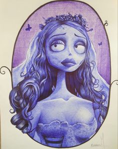 a drawing of a woman with long hair wearing a tiara