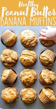 a muffin tray filled with banana muffins