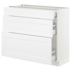 a white kitchen cabinet with two drawers