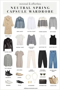 Capsule Wardrobe Checklist, Capsule Wardrobe Women, Classic Capsule Wardrobe, Mode Tips, Capsule Wardrobe Outfits, Fashion Capsule Wardrobe, Spring Capsule, Spring Capsule Wardrobe, Summer Capsule Wardrobe