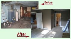 before and after photos of a house being remodeled with new paint, water heater, and air conditioner