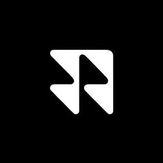 a black and white logo with two arrows