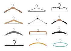 a bunch of clothes hangers on a white background