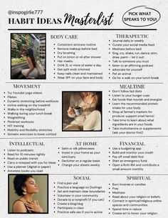 Aesthetic Habits List, Self Care List Aesthetic, Habits To Better Yourself, Healthy Clean Lifestyle Aesthetic, How To Make Exercise A Habit, Exercise Mood Board, That Girl Habits Aesthetic, Self Care On A Budget, Motivated Girl Aesthetic