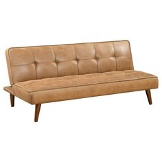 Sena Futon Convertible Sofa Bed Sleeper Couch, Light Brown Faux Leather By Casagear Home Sleeper Couch, Sofa Bed Sleeper, Convertible Sofa Bed, Ornate Furniture, Brown Sofa, Stylish Sofa, Saddle Brown, Futon Sofa, Coaster Furniture