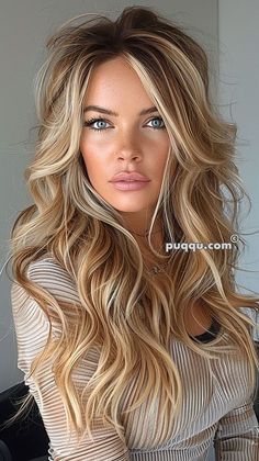 This is good color for this beautiful lady. Blonde To Fall Hair Color, Blonde Hair With Warm Lowlights, Blonde Hilights With Money Piece, Blonde Hair Color Ideas Highlights, Long Blonde Highlighted Hair, Reddish Blonde Hair Color, Blonde With Light Brown Lowlights, Blond Hair With Brown Lowlights, Brown Highlights On Blonde Hair