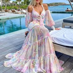 Autumn Women Lantern Sleeve Club Party Evening · KoKo Fashion · Online Store Powered by Storenvy Sukienki Maksi, Teens Dresses, A Line Maxi Dress, Dress Tight, Amazon Dresses, Printed Halter Dress, Wedding Hijab, Evening Dresses Plus Size, فستان سهرة