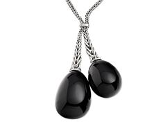 Whitby Jet 35x25mm and 32x21mm free form double drop sterling silver foxtail chain necklace. Measures approximately 2 1/2 inches in drop length and 1 11/16 inch in width, lobster clasp closure. Comes with W. Hamond box. Jewelry Television, Jtv Jewelry, Jewelry Online Shopping, Jewelry Shopping, Rings Necklaces, Faceted Gemstones, Online Jewelry, Post Earrings, Loose Gemstones