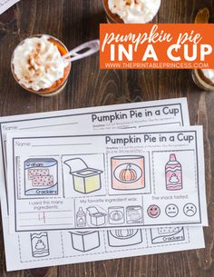 pumpkin pie in a cup activity for kids to learn how to use the printable instructions