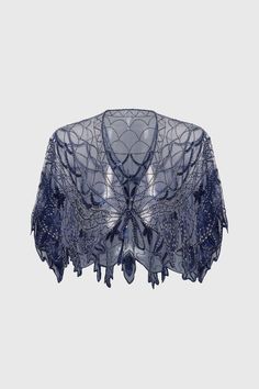 The embroidery of the retro shawl perfectly interprets the luxurious artistic style. A dazzling presence at the party, add noble charm and fancy. Features: Wide neckline Chic zigzag hem Embellished sequins and beads Sheer and lacy fabric Fancy Shawl, 1920s Accessories, 1920s Headpiece, Blue Lacy, Shawl Black, 1920s Outfits, 1920s Style, 1920s Dress, Artistic Style