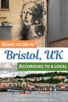 the words bristol, uk according to a local area with boats on the water in front