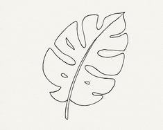 a black and white drawing of a leaf