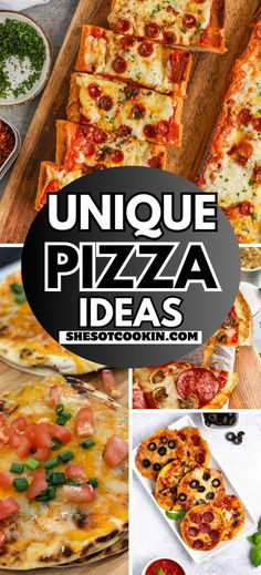 Photo collage with pizza recipes and text overlay. Home Made Pizza Toppings, Unique Pizza Recipes, Pizza Toppings Combinations, Homemade Pizza Recipe Easy, Football Party Foods, Quick Pizza, Unique Pizza, Night Recipes, Easy Homemade Pizza