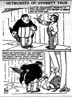 an old black and white cartoon shows two men talking to each other