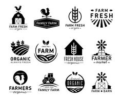 farm logos and emblems set on white background