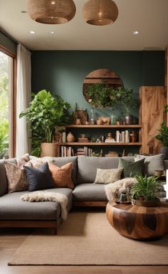 a living room filled with lots of furniture and plants