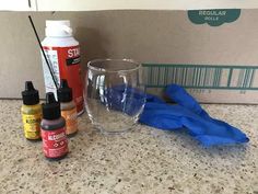 the contents of a wine glass sitting on top of a counter