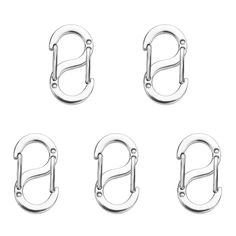 four pairs of silver metal d - rings