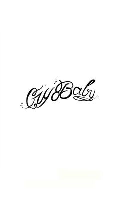 the word baby written in cursive writing on a white background with black ink